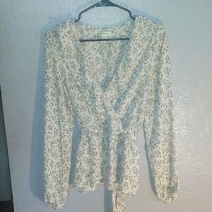 Floral Max Studio Faux Wrap Dress Top L